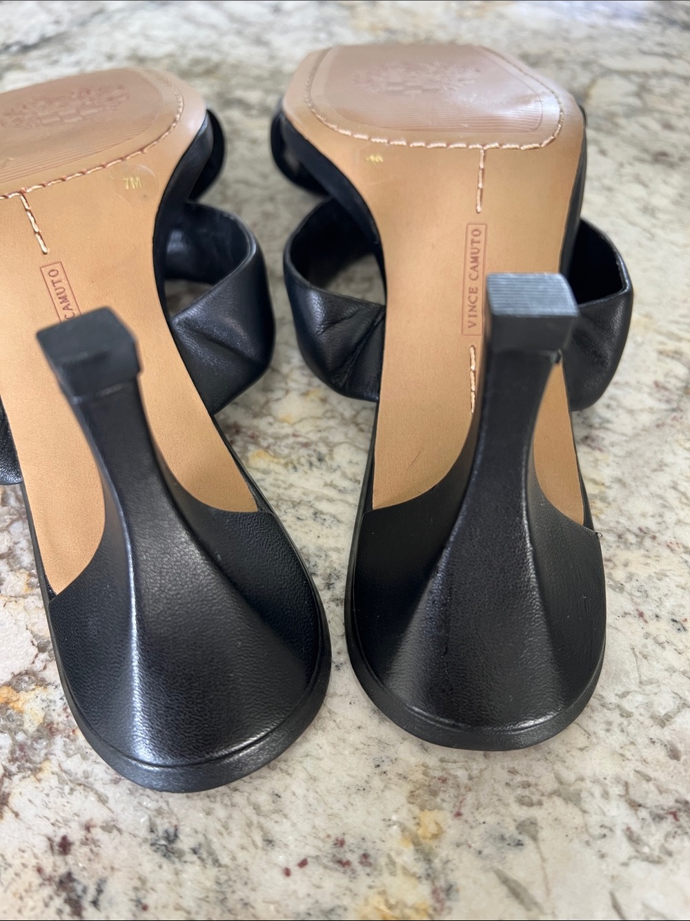 Vince Camuto  Two-Strap Square-Toe Heel leather Sandals - - Picture 6 of 10